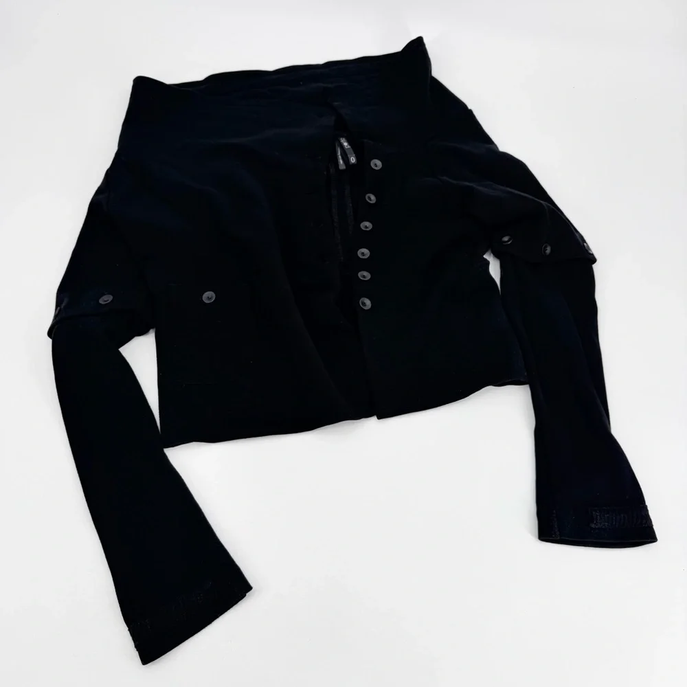 Porto Black Asymmetrical Button Jacket Lagenlook Porto 0 XS Art to wear - Picture 2 of 5